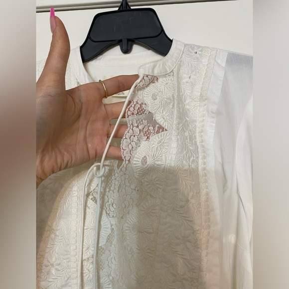 ANTHROPOLOGIE Cotton White Balloon SleeveBlouse Size 4 NWT - Picture 15 of 16